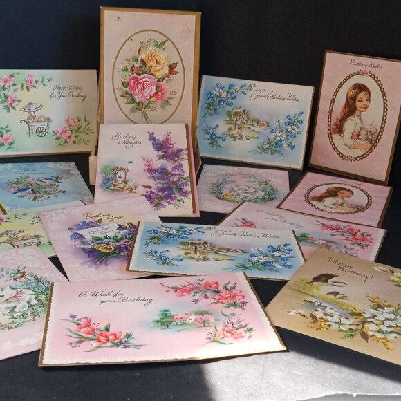 Lot '40s/'50s Era Assorted Greeting Cards-Never Used-67 Pieces + Boxes - Picture 13 of 15